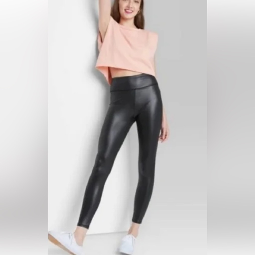 Wild Fable Leather Look Liquid Leggings - large